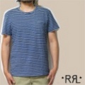 【RRL】 Ralph Lauren/ ラルフローレン ダブルアールエル ボーダー ポケット付き Tシャツ ネイビーXホワイト