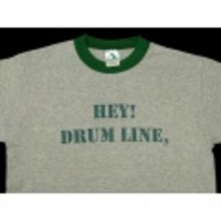 S★古着Tシャツ DRUM グレー霜降×緑リンガー