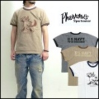 Pherrows【フェローズ】トリムプリントTシャツ”US NAVY”【送料無料