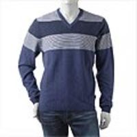 BOSS HUGOBOSS[ボス ヒューゴボス]　Ｖネックセーター　NISIN[ネイビー×ホワイトボーダー]