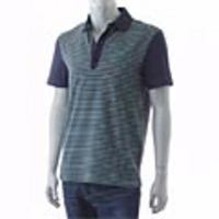 BOSS HUGOBOSS[ボス ヒューゴボス]　ストレッチ 鹿の子ポロシャツ[ダークネイビー×ボーダー]