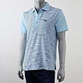 BOSS HUGOBOSS[ボス ヒューゴボス]　ストレッチ 鹿の子ポロシャツ[ベビーブルー×ボーダー]