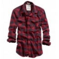 アメリカンイーグル メンズAE Checked Western Shirt (Red)