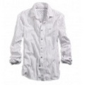 アメリカンイーグル メンズAE Premium Striped Shirt (White)