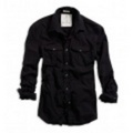 アメリカンイーグル メンズAE Double Weave Western Shirt (Black)