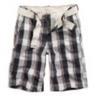 アメリカンイーグル メンズAE PLAID BELTED FLAT FRONT SHORTS (Black)