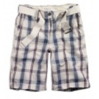 アメリカンイーグル メンズAE PLAID BELTED FLAT FRONT SHORTS (Blue)