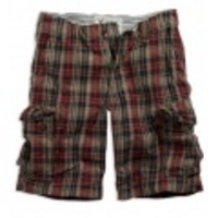 アメリカンイーグル メンズAE PLAID CARGO SHORTS (Burgundy)