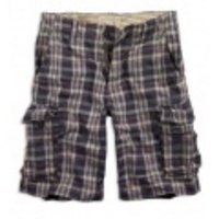 アメリカンイーグル メンズAE PLAID CARGO SHORTS (Grey)