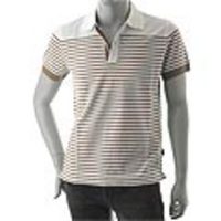 BOSS HUGOBOSS[ボス ヒューゴボス]　鹿の子ポロシャツ[ホワイト×ブラウンのボーダー]