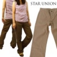 STAR UNION【スターユニオン】ツイル素材カラーステッチストレートパンツ【40％OFF】