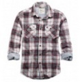 アメリカンイーグル メンズAE DOUBLE WEAVE PLAID SHIRT (Black)