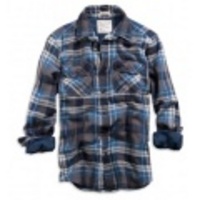 アメリカンイーグル メンズAE DOUBLE WEAVE PLAID SHIRT (Grey)