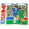 M★古着ビンテージTシャツ 90s サッカー 染込プリント 白