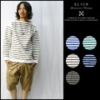 SLICK【スリック】ボートネックボーダー長袖Tシャツ