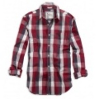 アメリカンイーグル メンズAE BUFFALO PLAID SHIRT (Red)