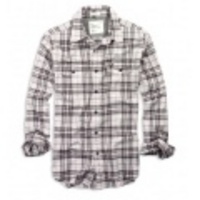 アメリカンイーグル メンズAE HERRINGBONE PLAID SHIRT (White)