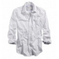 アメリカンイーグル メンズAE STRIPED SHIRT (Grey Combo)