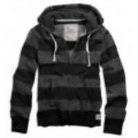 アメリカンイーグル メンズAE RUGBY STRIPE FULL-ZIP HOODIE (Charcoal Heather Grey)