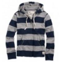 アメリカンイーグル メンズAE RUGBY STRIPE FULL-ZIP HOODIE (Harbor Blue)