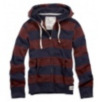 アメリカンイーグル メンズAE RUGBY STRIPE FULL-ZIP HOODIE (Redwood)