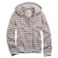 アメリカンイーグル メンズAE STRIPED FULL-ZIP HOODIE (Derby Grey Heather)