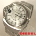 DIESEL[ディーゼル]’09最新作　メンズウォッチ　立体フェイス　ホワイト×メタルベルト　DZ1236