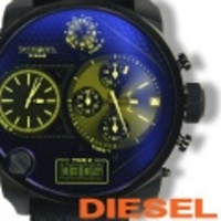 DIESEL[ディーゼル]メンズ腕時計　アナログ＆デジタル×革バンド★最大級BIGフェイス★青紫×黒(DZ7127)