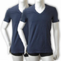 DOLCE&GABBANA[ドルチェ＆ガッバーナ]　ストレッチＶネックＴシャツ２枚セット[ダークネイビー]