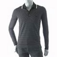 EMPORIO ARMANI[エンポリオ・アルマーニ]　ストレッチ ポロネック長袖カットソー[ブラック×ボーダー]