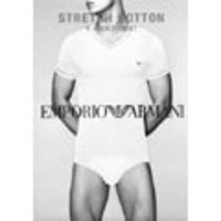 EMPORIO ARMANI[エンポリオ・アルマーニ]　ストレッチ ＶネックＴシャツ[ピュアホワイト]