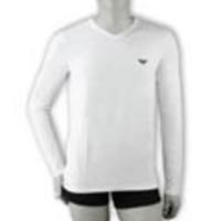 EMPORIO ARMANI[エンポリオ・アルマーニ]　ストレッチ モダール長袖VネックＴシャツ[ピュアホワイト]