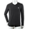 EMPORIO ARMANI[エンポリオ・アルマーニ]　ストレッチ モダール長袖VネックＴシャツ[ブラック]