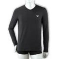 EMPORIO ARMANI[エンポリオ・アルマーニ]　ストレッチ モダール長袖VネックＴシャツ[ブラック]