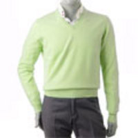 LUIGI BORRELLI[ルイジ・ボレッリ]　ソフトタッチピュアカシミア Ｖネックセーター［アップルグリーン］