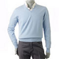 LUIGI BORRELLI[ルイジ・ボレッリ]　ソフトタッチピュアカシミア Ｖネックセーター［ペイルブルー］