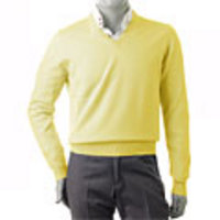 LUIGI BORRELLI[ルイジ・ボレッリ]　ソフトタッチピュアカシミア Ｖネックセーター［レモンイエロー］