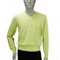 LUIGI BORRELLI[ルイジ・ボレッリ]　ピュアコットンＶネックセーター[ライムグリーン]