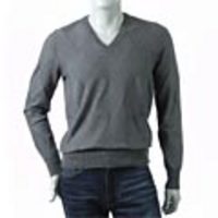 MESSAGERIE[メッサジェリエ]　Ｖネックセーター[ミディアムグレー×アーガイル柄]