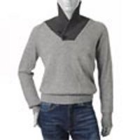 MESSAGERIE[メッサジェリエ]　アルパカ／ウール プルオーバーセーター[ライトグレー×チャコールグレー]