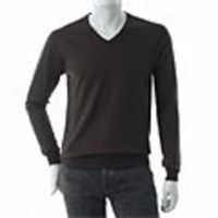 MESSAGERIE[メッサジェリエ]　シルク／コットン Ｖネックセーター[コーヒーブラウン]