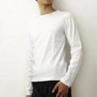 MODERN BLUE　カシミア混クルーネック長袖カットソー[ピュアホワイト]