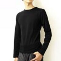 MODERN BLUE　カシミア混クルーネック長袖カットソー[ブラック]