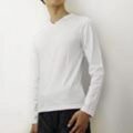 MODERN BLUE　カシミア混長袖Ｖネックカットソー[ピュアホワイト]