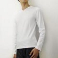MODERN BLUE　カシミア混長袖Ｖネックカットソー[ピュアホワイト]