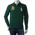 POLO RALPH LAUREN[ポロ・ラルフローレン]　イタリア流通モデル　ビッグポニー　鹿の子長袖ポロシャツ[グリーン]