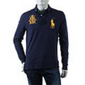 POLO RALPH LAUREN[ポロ・ラルフローレン]　イタリア流通モデル　ビッグポニー　鹿の子長袖ポロシャツ[ダークネイビー]