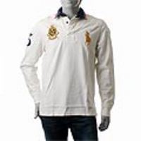 POLO RALPH LAUREN[ポロ・ラルフローレン]　イタリア流通モデル　ビッグポニー　長袖ポロシャツ[生成り]
