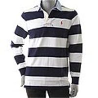 POLO RALPH LAUREN[ポロ・ラルフローレン]　シャツ襟長袖ポロシャツ[ホワイト×ネイビーのボーダー]