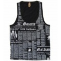John Galliano(ジョンガリアーノ) ニュースペーパー柄 タンクトップ (Black) Ｔ11 H068